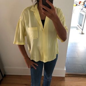 Vince NWOT yellow silk button down